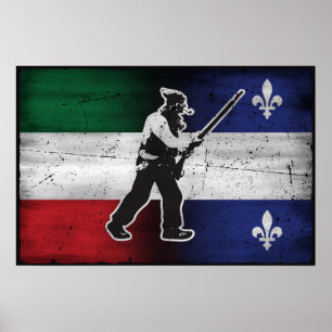 Flagge Québec und Patriote Henri Julien erodiert Poster