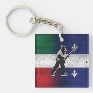 Flagge Québec und Patriote Henri Julien erodiert Schlüsselanhänger