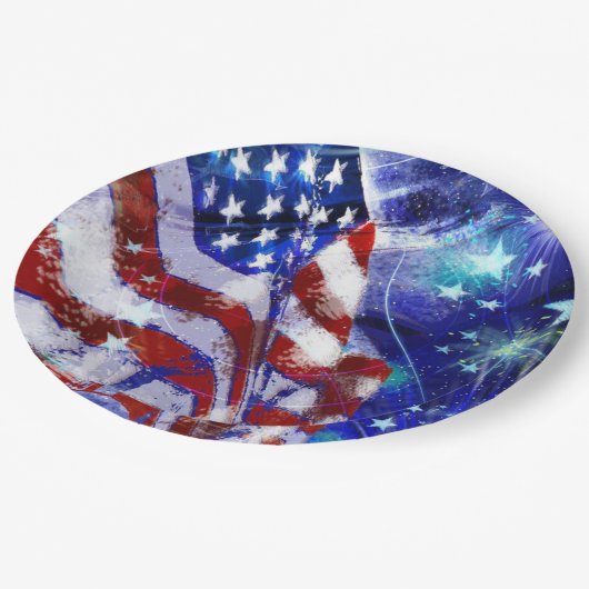 Flagge "Red, White, Blue" Elegantes modernes Party Pappteller (Schrägansicht)