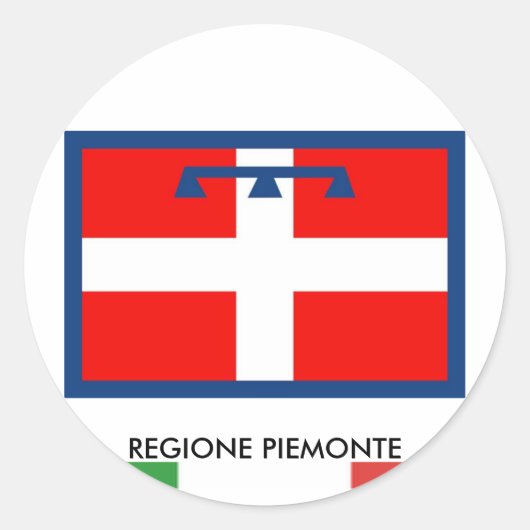 Flagge Regione Piemonte Runder Aufkleber (Vorderseite)