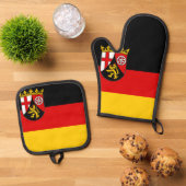 Flagge Rheinland-Pfalz Ofenhandschuh & Topflappen-Set (Oben Unten)