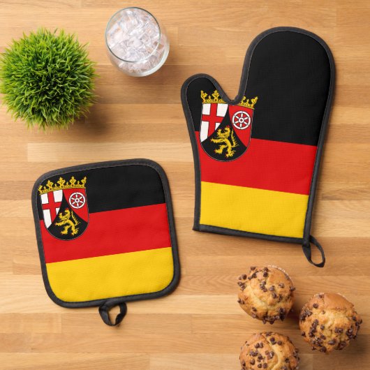 Flagge Rheinland-Pfalz Ofenhandschuh & Topflappen-Set (Oben Unten)