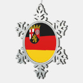 Flagge Rheinland-Pfalz Schneeflocken Zinn-Ornament (Rechts)