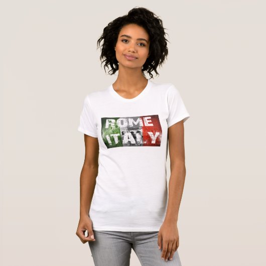 Flagge Roms Italien über Kolosseum T-Shirt (Vorne ganz)