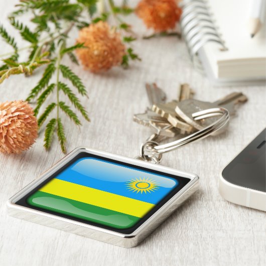 Flagge Ruandas Schlüsselanhänger (Seite)