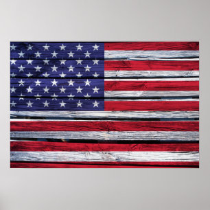 Flagge-rustikales Holz Poster
