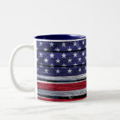 Flagge-rustikales Holz Zweifarbige Tasse (Links)