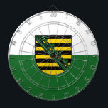 Flagge Sachsens Dartscheibe<br><div class="desc">Dartboard mit variantenreicher sächsischer Fahne; Design mit zwei waagerechten, grünen und weißen Streifen und mit dem Wappen des Staat in der Mitte</div>