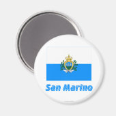 Flagge San Marino mit Namen Magnet (Vorderseite/Rückseite)