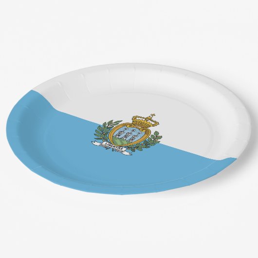 Flagge San Marino Pappteller (Schrägansicht)