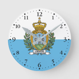 Flagge San Marino Runde Wanduhr