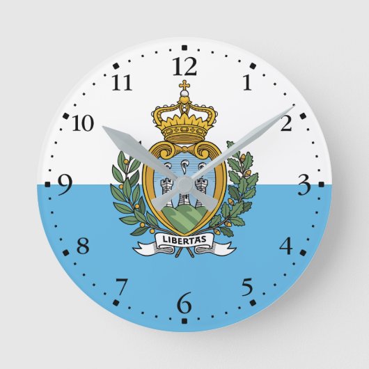 Flagge San Marino Runde Wanduhr (Vorderseite)