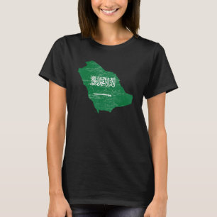 Flagge Saudi-Arabiens mit verzerrter Karte Saudi-A T-Shirt