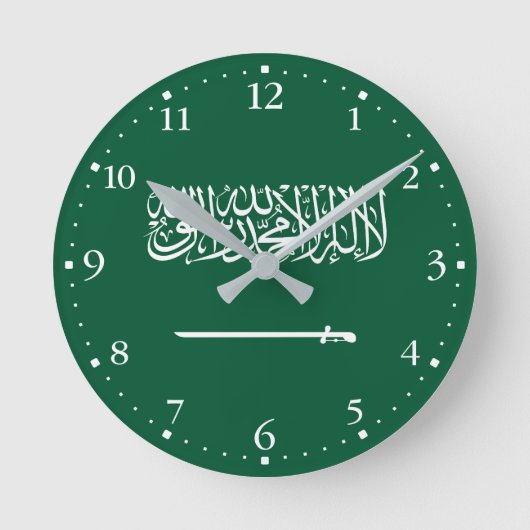 Flagge Saudi-Arabiens Runde Wanduhr (Vorderseite)