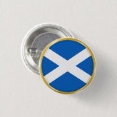 Flagge Schottlands im goldenen Kreis Button (Vorne & Hinten)