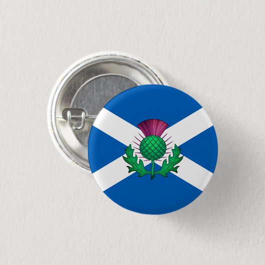Flagge Schottlands mit Thistle überlagert Button (Vorne & Hinten)