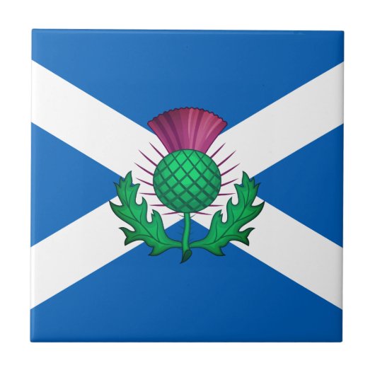 Flagge Schottlands mit Thistle überlagert Fliese (Vorderseite)