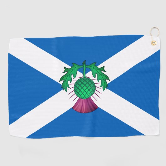 Flagge Schottlands mit Thistle überlagert Golfhandtuch (Horizontal)