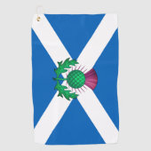 Flagge Schottlands mit Thistle überlagert Golfhandtuch (Vorderseite)