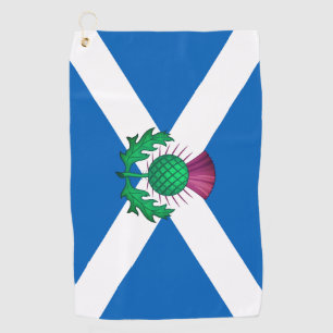 Flagge Schottlands mit Thistle überlagert Golfhandtuch
