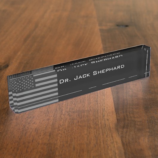 Flagge-schwarzes Grau Namensplakette (Seite)