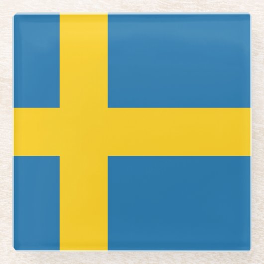 Flagge Schweden Glasuntersetzer (Vorderseite)