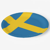 Flagge Schweden Pappteller (Schrägansicht)