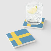 Flagge Schweden Steinuntersetzer (Seitenansicht)