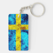 Flagge Schwedens - Meereswellen Schlüsselanhänger (Rückseite)