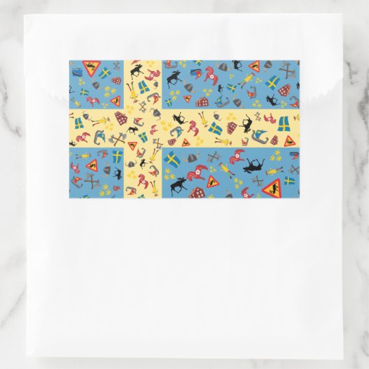 Flagge Schwedens mit Kultursymbol Rechteckiger Aufkleber (Tasche)