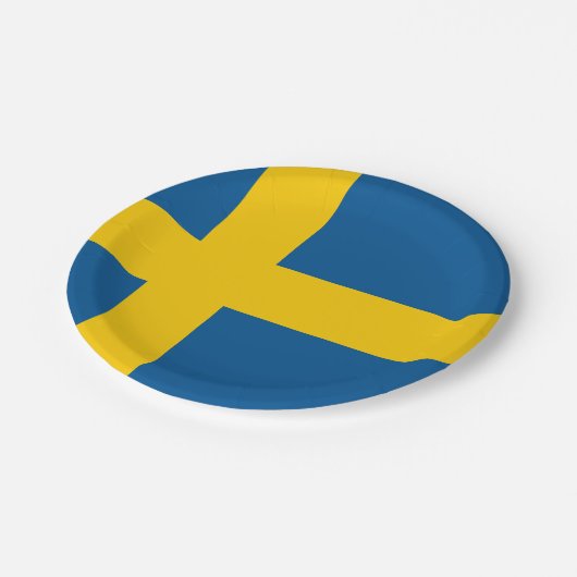 Flagge Schwedens Pappteller (Schrägansicht)