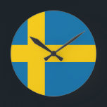 Flagge Schwedens Runde Wanduhr<br><div class="desc">Flagge Schwedens - Sveriges flagga</div>
