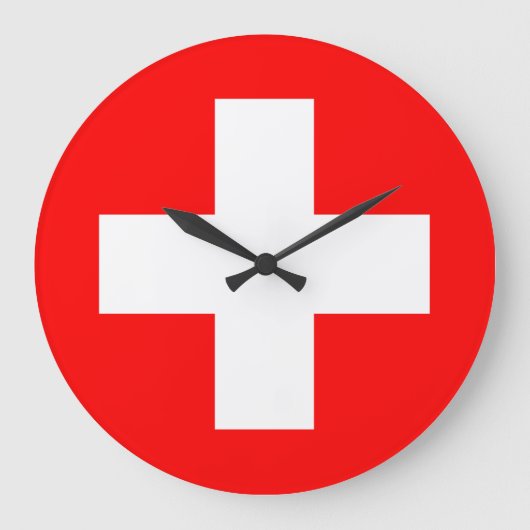 Flagge Schweiz (Schweiz) Große Wanduhr (Vorderseite)