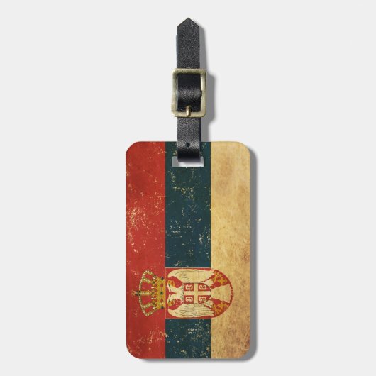 Flagge Serbien Gepäckanhänger (Vorderseite vertikal)