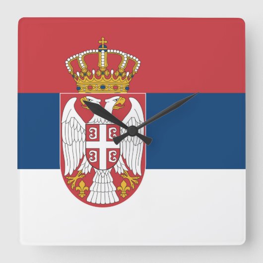 Flagge Serbien Quadratische Wanduhr (Vorderseite)