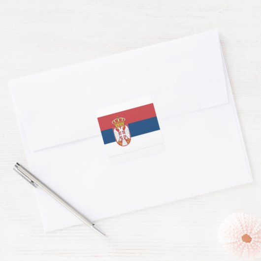 Flagge Serbien Quadratischer Aufkleber (Umschlag)