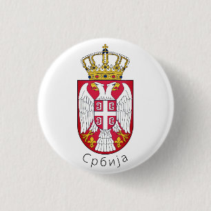 Flagge Serbiens Button