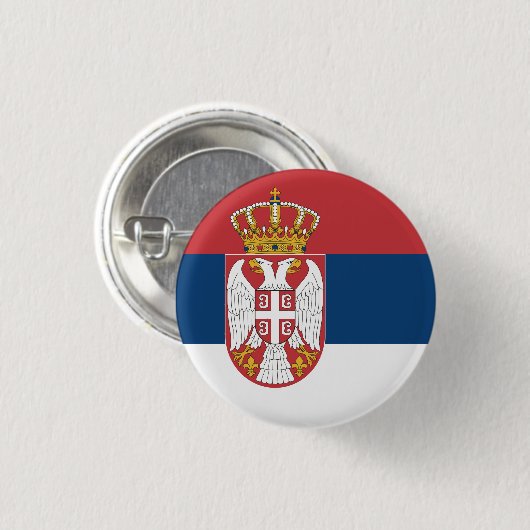 Flagge Serbiens Button (Vorne & Hinten)