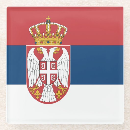 Flagge Serbiens Glasuntersetzer (Vorderseite)