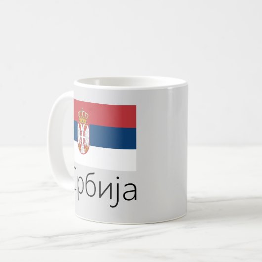 Flagge Serbiens Kaffeetasse (Vorderseite Links)