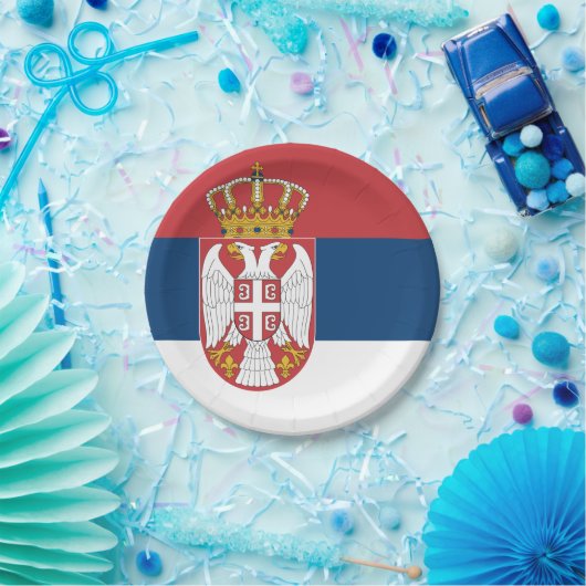 Flagge Serbiens Pappteller (Party)