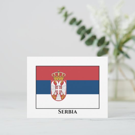 Flagge Serbiens Postkarte (Stehend Vorderseite)