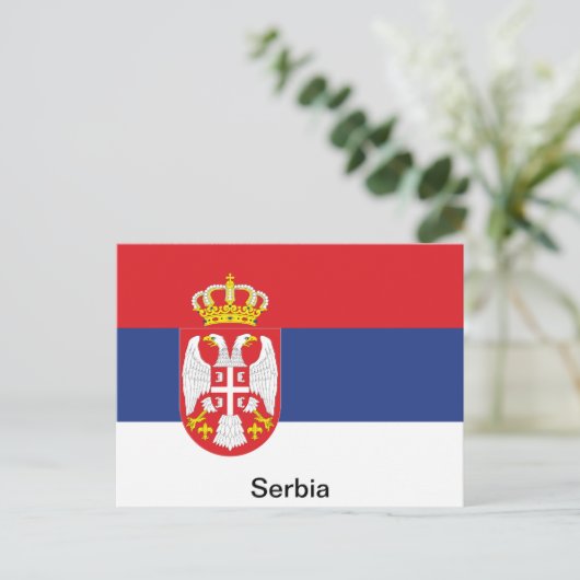 Flagge Serbiens Postkarte (Stehend Vorderseite)