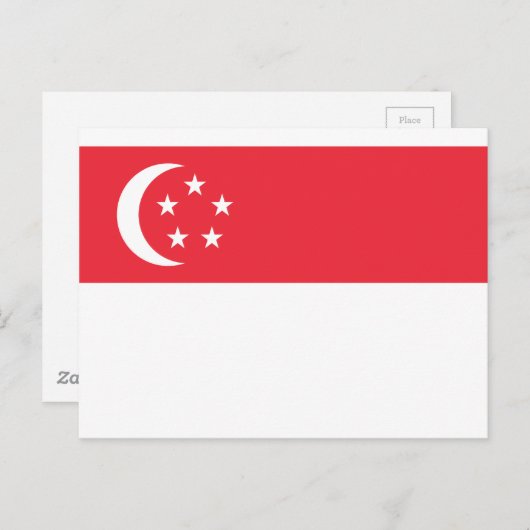 Flagge Singapurs - 新 加 国 旗 - Bendera Singapur Postkarte (Vorne/Hinten)