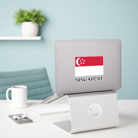 Flagge Singapurs Aufkleber (Laptop auf Schreibtisch)