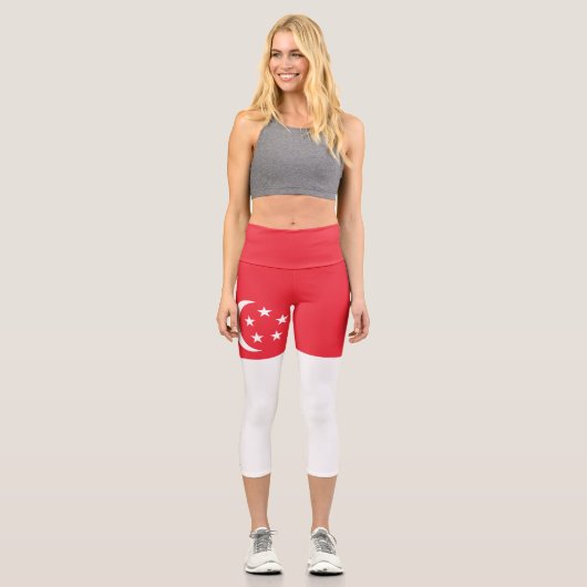 Flagge Singapurs Capri Leggings (Vorderseite)