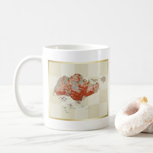 Flagge Singapurs + Karte Tasse (Mit Donut)