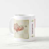 Flagge Singapurs + Karte Tasse (Vorderseite Links)
