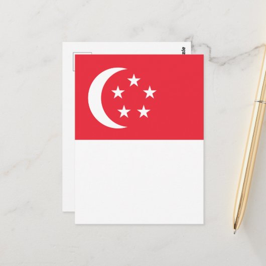 Flagge Singapurs Postkarte (Vorderseite/Rückseite Beispiel)
