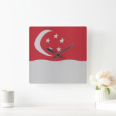 Flagge Singapurs Quadratische Wanduhr (Zuhause)